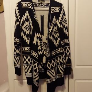 Geometric black and white cardigan